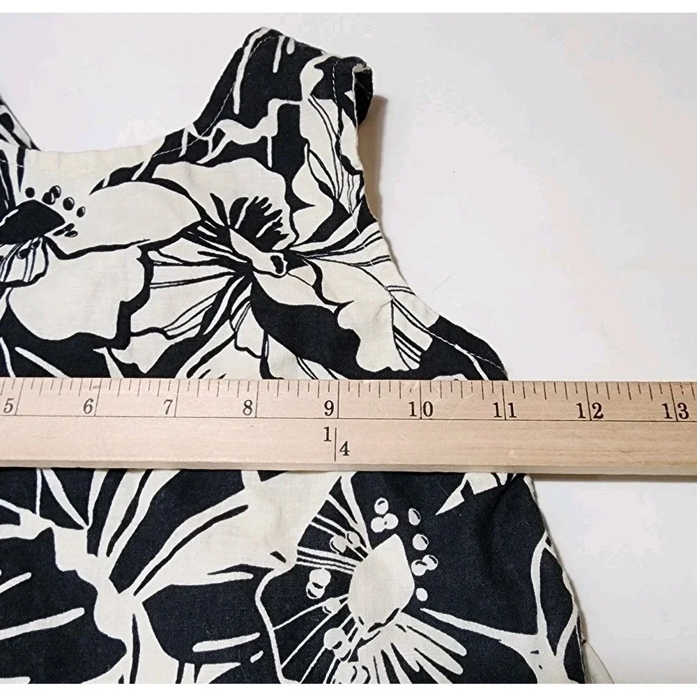 Gap Kids Linen Blend Tank & Shorts Set Youth Size 5 Black White Floral Summer